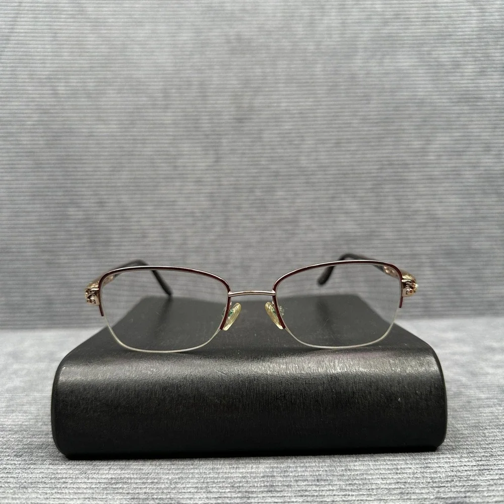 Sophia Loren Zyloware BEAU RIVAGE 63 Burgundy Gold Semi Rimless Eyeglasses 135